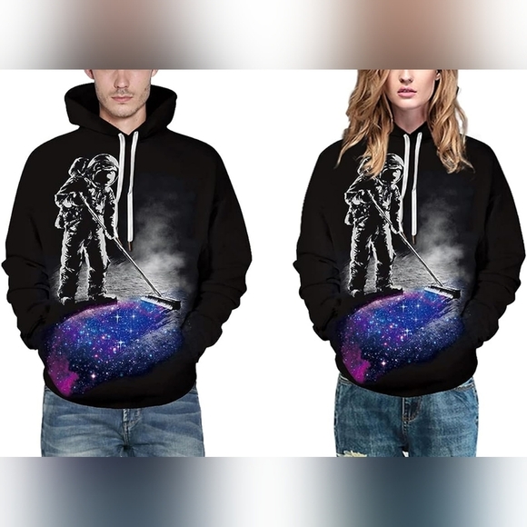 New Men's Graphic Drawstring Hoodie Sweater Multiple Sizes - Picture 4 of 4